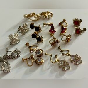 VINTAGE earrings 9 pair petite screw backs